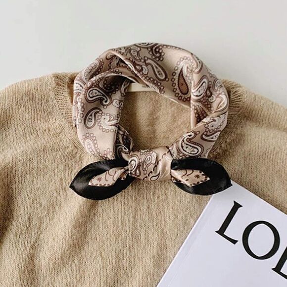 Tan Paisley Mulberry Silk Neck Scarf - Picture 1 of 4